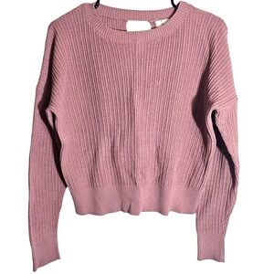 Pink Rose Peekaboo Back Sweater XS Dusty Pink Short Casual Feminine Spring